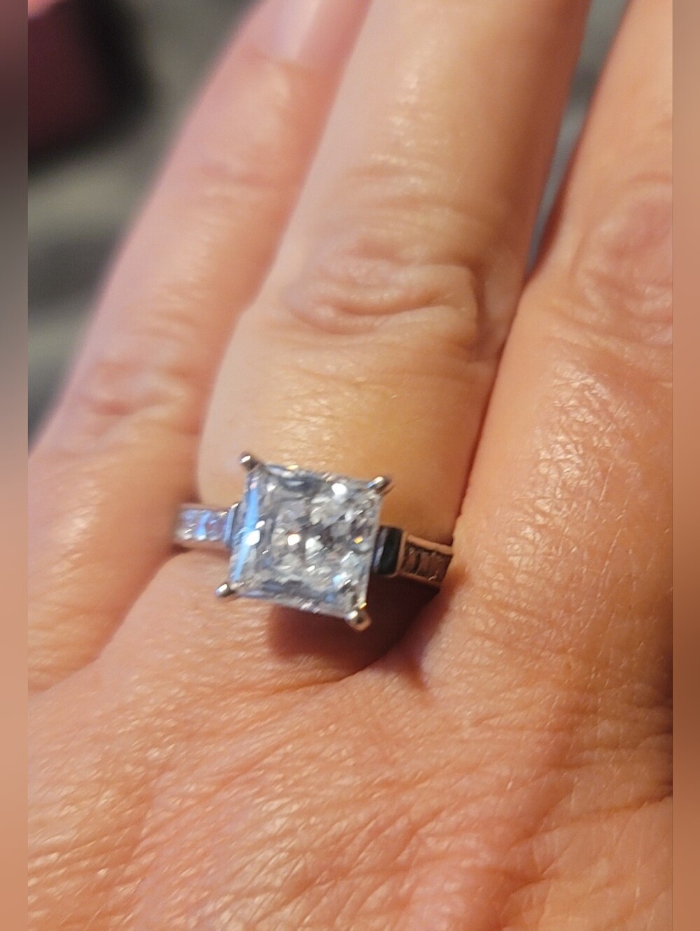 925 Sterling Silver Classic Princess-Cut Solitaire Engagement Ring Sz 6